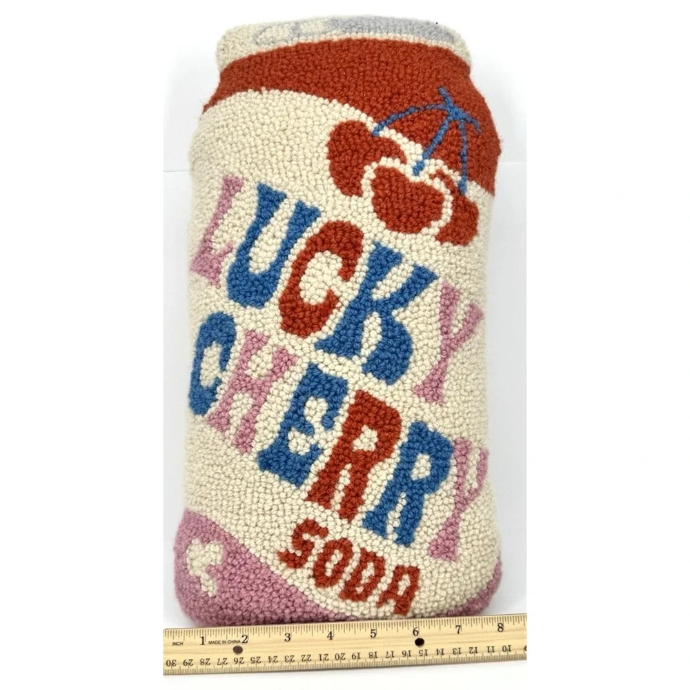 Soda‎ Pop Pillow Hooked Wool Americana Soda Fountain Decor Retro